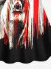 Plus Size American Flag Reindeer Print Boyleg Tankini Swimsuit (Adjustable Shoulder Strap) -  