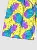 Plus Size Ombre Pineapple Pin Dot Print Hawaii Beach Shorts For Men -  