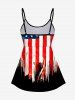 Plus Size American Flag Reindeer Print Boyleg Tankini Swimsuit (Adjustable Shoulder Strap) -  