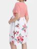 Plus Size Flower Print Cinched Short Sleeves A Line Maternity Dress -  