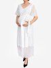 Plus Size Sparkling Sequin Pleated Polka Dot Belted Layered Maternity A Line Dress -  