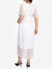 Plus Size Sparkling Sequin Pleated Polka Dot Belted Layered Maternity A Line Dress -  