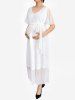 Plus Size Sparkling Sequin Pleated Polka Dot Belted Layered Maternity A Line Dress -  
