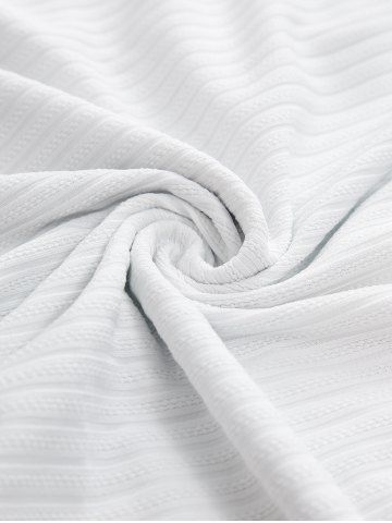 Plus Size Lace Up Tie Dye Flocking Flowers Ruffles Pocket Jacquard Ribbed Textured Dress