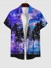 Men's Coconut Tree Cloud Sea Print Buttons Pocket Shirt and Boyleg Tankini Swimsuit Plus Size Matching Hawaii Beach Outfit For Couples -  
