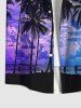 Men's Coconut Tree Cloud Sea Print Buttons Pocket Shirt and Boyleg Tankini Swimsuit Plus Size Matching Hawaii Beach Outfit For Couples -  