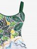 Plus Size Coconut Leaves Turtle Sea Waves Print Hawaii Sea Creatures Backless A Line Tank Dress -  