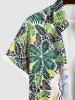 Plus Size Coconut Leaves Turtle Sea Waves Print Hawaii Sea Creatures Button Pocket Shirt For Men -  