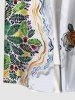 Plus Size Coconut Leaves Turtle Sea Waves Print Hawaii Sea Creatures Button Pocket Shirt For Men -  