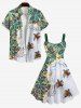 Plus Size Coconut Leaves Turtle Sea Waves Print Hawaii Sea Creatures Backless A Line Tank Dress -  