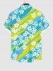Chemise à Imprimé Graffiti Floral et Rayures avec Poches et Boutons Grande-Taille pour Hommes - Multi-A 4XL