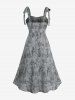 Plus Size Ruched Bust Ombre Tie Dye Printed Layered Flounce Backless A Line Tank Dress -  