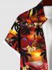 Chemise de Détente Longue Durée avec Boutons et Poche à Imprimé Cocotiers et Fleurs Grande-Taille pour Hommes - Multi-A XL