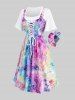 Robe Côtelée Teintée Fleur en Jacquard de Grande Taille avec Poche à Volants - Multi-F L | US 12