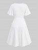 Plus Size Lace Up Tie Dye Flocking Flowers Ruffles Pocket Jacquard Ribbed Textured Dress -  