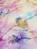 Plus Size Lace Up Tie Dye Flocking Flowers Ruffles Pocket Jacquard Ribbed Textured Dress -  