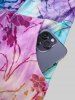 Plus Size Lace Up Tie Dye Flocking Flowers Ruffles Pocket Jacquard Ribbed Textured Dress -  