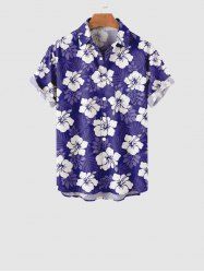 Kid's Flower Palm Leaf Print Buttons Pocket Hawaii Shirt -  