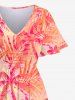 Plus Size Coconut Tree Flowers Print Split Hawaii Dress -  