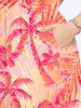 Plus Size Coconut Tree Flowers Print Split Hawaii Dress -  