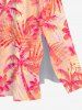 Plus Size Coconut Tree Flowers Print Split Hawaii Dress -  