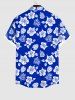 Chemise hawaïenne grande taille à imprimé feuilles tropicales et fleurs d'hibiscus pour homme - Bleu profond 2XL