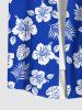 Plus Size Tropical Leaf Hibiscus Flower Print Hawaii Button Pocket Shirt For Men -  
