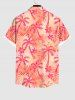 Plus Size Coconut Tree Flowers Print Buttons Pocket Hawaii Shirt For Men -  