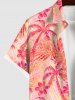 Plus Size Coconut Tree Flowers Print Buttons Pocket Hawaii Shirt For Men -  