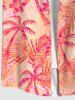 Plus Size Coconut Tree Flowers Print Buttons Pocket Hawaii Shirt For Men -  