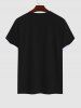 Men's Flowers Sun Sea Waves Japanese Characters Print T-shirt -  