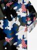 Kid's American Flag Camouflage Colorblock Print Button Pocket Shirt -  