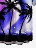 Kid's Colorful Ombre Aurora Galaxy Coconut Tree Print Hawaii Button Pocket Shirt -  