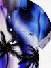 Kid's Colorful Ombre Aurora Galaxy Coconut Tree Print Hawaii Button Pocket Shirt -  