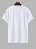 Men's Rose Flowers Print Colorblock Letters Printed T-shirt -  