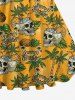 Robe Vintage Trapèze Crâne Ananas et Noix de Coco Imprimés Grande Taille - Multi-A 5X