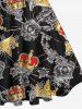 Plus Size Cracked Ice Crown Print Vintage 1950s Swing A Line Dress -  