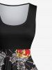 Plus Size Cracked Ice Crown Print Vintage 1950s Swing A Line Dress -  