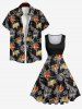 Plus Size Cracked Ice Crown Print Vintage 1950s Swing A Line Dress -  