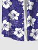 Chemise Imprimé Feuilles et Fleurs Artificielles à Boutons Grande Taille avec Poche pour Homme - Bleu Ciel M
