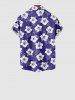 Kid's Flower Palm Leaf Print Buttons Pocket Hawaii Shirt -  