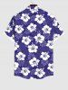 Chemise Imprimé Feuilles et Fleurs Artificielles à Boutons Grande Taille avec Poche pour Homme - Bleu Ciel XL