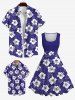 Kid's Flower Palm Leaf Print Buttons Pocket Hawaii Shirt -  