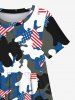Kid's American Flag Camouflage Colorblock Print Dress -  