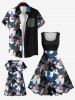 Kid's American Flag Camouflage Colorblock Print Dress -  