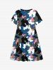 Kid's American Flag Camouflage Colorblock Print Dress -  