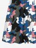 Kid's American Flag Camouflage Colorblock Print Dress -  