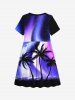 Kid's Colorful Ombre Aurora Galaxy Coconut Tree Print Hawaii Dress -  