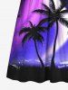 Kid's Colorful Ombre Aurora Galaxy Coconut Tree Print Hawaii Dress -  