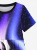 Kid's Colorful Ombre Aurora Galaxy Coconut Tree Print Hawaii Dress -  